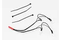 Traxxas Summit front LED light kit including wiring harness with four LED bulbs and three black plastic zip ties on a white background.