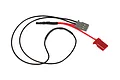 Traxxas temperature and voltage sensor with black and red wires, a grey connector, and a red plug on a white background.