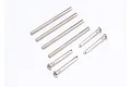 A set of Traxxas suspension screw pins and hinge pins arranged on a white background.