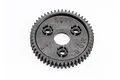 A black 52-tooth spur gear for RC vehicles, featuring a central hole and three mounting points, isolated on a white background.