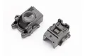 Two black plastic Traxxas rear differential housing components shown from a top-down angle against a white background.