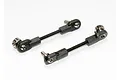 Two Traxxas 50mm complete turnbuckles with black plastic rod ends and metal threaded rods on a white background.
