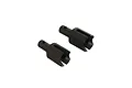 Two black steel differential outdrives for ARRMA 1/5 8S RC vehicles, shown from a high-angle perspective against a white background.