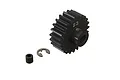 ARRMA 23T 1Mod Safe-D5 steel pinion gear with a small grub screw and E-clip on a white background.