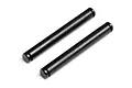 Two black metal suspension arm pins for an RC vehicle, shown side by side against a white background.