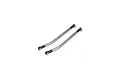 Two gunmetal grey aluminium non-adjustable side turnbuckles with black plastic rod ends on a white background.