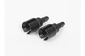 Two black metal differential drive cups for RC cars, shown against a plain white background.