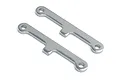 Two gunmetal grey aluminium suspension arm pin braces for Maverick RC vehicles, shown on a white background.