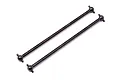 Two black metal RC car drive shafts with ball joints at each end, shown against a white background.