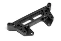 A black plastic rear shock tower for a Maverick RC car, featuring multiple mounting holes and a reinforced structural design.