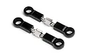 Two Maverick RC turnbuckles featuring black plastic ball ends and silver metal threaded rods with central adjustment nuts.
