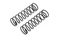 Two black metal coil shock springs for an RC car, positioned side-by-side on a white background.