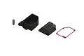 ARRMA radio box set including a black plastic receiver box, lid with ARRMA logo, red rubber gasket, and a small grey cable grommet.