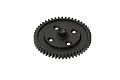 A black steel 50T 1Mod spur gear for ARRMA RC vehicles, shown from an angled top-down perspective against a white background.