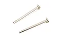 Two ARRMA front upper hinge pins for RC vehicles, featuring a silver metallic finish with a flanged head and a grooved tip.