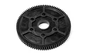 A black plastic 87T 0.6Mod spur gear for RC cars, shown from an angled top-down perspective on a white background.