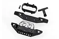 Traxxas front and rear bumper set including a black plastic bumper with chrome light buckets, a secondary black bumper, and mounting brackets.