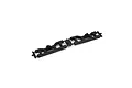 A pair of black plastic front lower suspension arms for an ECX 1/10 scale RC vehicle, still attached to the plastic parts tree.