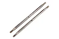 Two stainless steel turnbuckles for RC vehicles, shown diagonally against a white background.