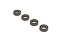 Four ARRMA 6x10x3mm rubber shielded ball bearings arranged in a diagonal line on a white background.
