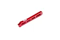 ARRMA red aluminium front centre chassis brace with EXB branding, shown from an angled perspective on a white background.