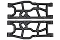 Two black RPM rear lower suspension arms for 1/5 scale RC vehicles, shown from a top-down perspective against a white background.