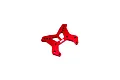 A red anodized aluminium front shock tower for an ARRMA RC vehicle, featuring the EXB Extreme Bash logo, isolated on a white background.