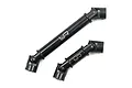 Two black steel universal joint driveshafts for RC cars, featuring the Yeah Racing logo, isolated on a white background.