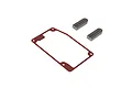 ARRMA radio box seal set including a thin red gasket and two grey foam blocks for RC chassis maintenance.