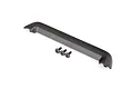 A black plastic Traxxas Hoss 4x4 VXL tailgate protector with three included black metal screws on a white background.