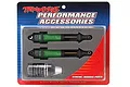 Traxxas GTR XX-Long green aluminium shock absorbers in retail blister packaging with a small bottle of silicone shock oil.