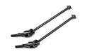 Two black metal universal CVD drive shafts for an RC car, shown against a plain white background.
