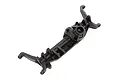 A black plastic Axial AR45P front portal axle housing for an RC crawler, shown from an angled top-down perspective against a white background.