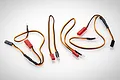 A set of four LED light cables with JST connectors and black and orange wiring for RC vehicles.