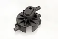 A black plastic RC transmission gear housing component for HSP vehicles, shown from a high-angle studio perspective.