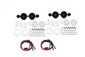 A GPM Racing silver car roof spotlight kit including two sets of black light housings, metal brackets, lenses, screws, and wiring harnesses.