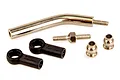 HSP Panhard bar set including a bent metal link, threaded stud, two plastic rod ends, and two metal ball pivots.