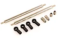 HSP adjustable rear upper linkage set including two metal threaded rods, four black plastic rod ends, and four metal ball studs.