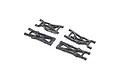 A set of four black plastic suspension arms for the Losi Mini-T 2.0 RC car, arranged on a white background.