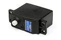 A black Maverick MS-22 steering servo for RC vehicles, featuring a white plastic output gear and a blue and silver label.