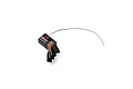 Spektrum MRX200 2-channel marine receiver with attached antenna wire and servo connectors against a white background.
