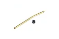 A brass stuffing tube and a small black rubber grommet for an RC boat, isolated on a white background.