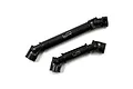 Two black steel universal joint drive shafts for RC cars with YR logo branding on a white background.