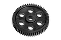 A black plastic 58-tooth spur gear for an RC car, shown from a top-down perspective against a white background.