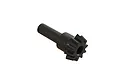 A black 10-tooth Safe-D spiral bevel pinion gear for ARRMA RC vehicles, shown against a plain white background.