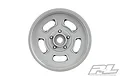 A single stone grey Pro-Line 2.2 inch Slot Mag drag racing wheel rim viewed from the front against a white background.