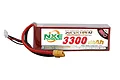 NXE Power 3300mAh 60C LiPo battery pack with a red casing, XT60 connector, and balance lead against a white background.