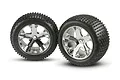 Two Traxxas 2.8 inch Alias tyres mounted on chrome All-Star rims, shown from a front-facing angle against a white background.