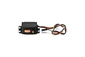 Spektrum S651 standard waterproof servo with black casing and orange and black wiring harness.