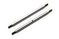 Two silver-colored stainless steel turnbuckles for RC vehicles, shown side-by-side against a white background.